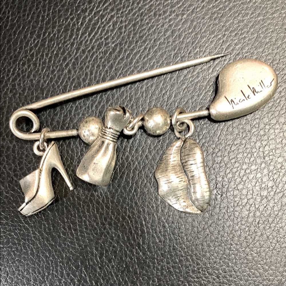 Cute Nicole Miller Silver Charm Brooch #136